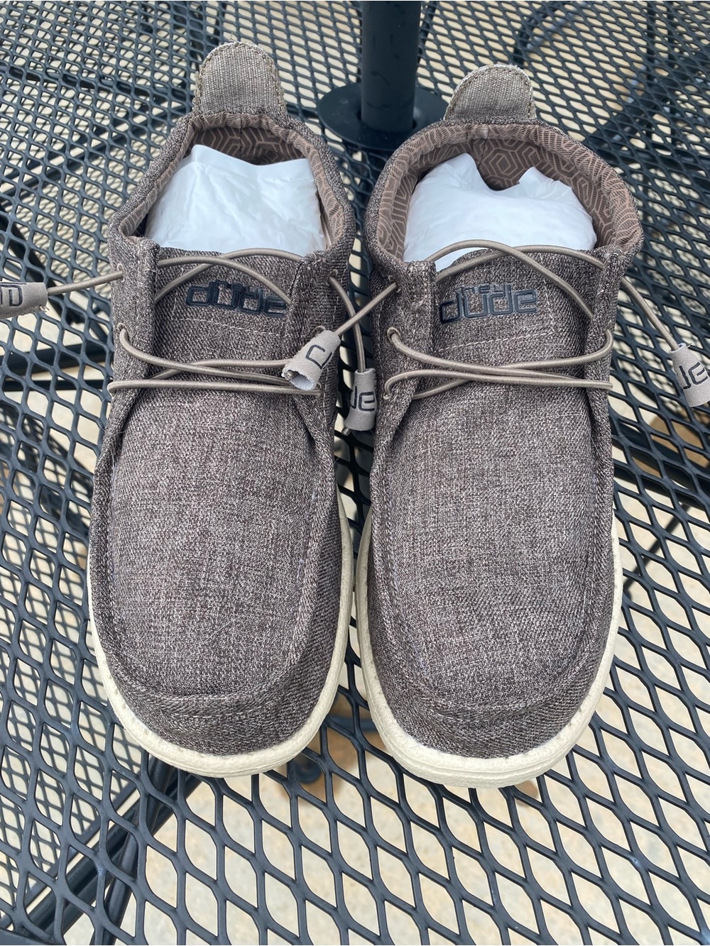 Hey Dude Conrad Men's Mid-Top Brown Linen Brick Slip-On Shoes Size 12 Men’s
